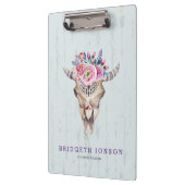 Aquarelltierschädel mit Buckel und Blume Klemmbrett (Links)