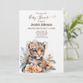 Aquarelltiger in Blume Kinderdusche Einladung (Stehend Vorderseite)