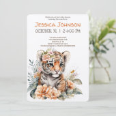 Aquarelltiger in Blume Kinderdusche Einladung (Stehend Vorderseite)