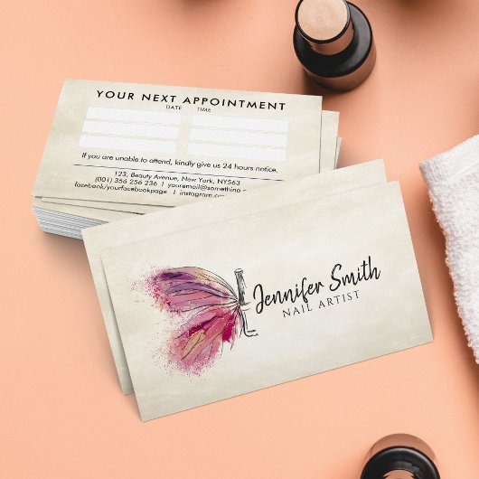 Aquarelltinte Butterfly - Nagelkünstler Visitenkarte
