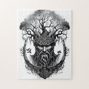 Aquarelltinte der nordischen Mythologie Yggdrasil Puzzle