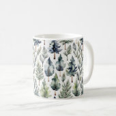 Aquarelltonbäume Gemustert Grüne Tasse (VorderseiteRechts)