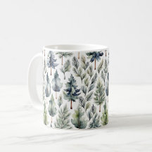 Aquarelltonbäume Gemustert Grüne Tasse
