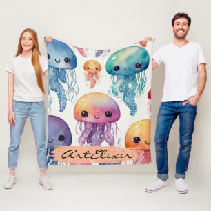 Aquarelltönchen Print Fleecedecke