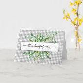 Aquarelltöne auf Gingham denken Karte (Gelbe Blume)