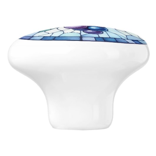 Aquarelltöne Bleiglas Lila grün Keramikknauf (Seitenansicht)