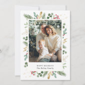 Aquarelltöne, Grüne Gold, Single Foto Feiertagskarte (Vorderseite)