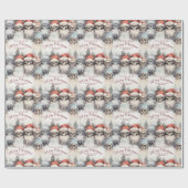 Aquarelltöne in Weihnachtsmannmützen Gotische Weih Geschenkpapier (Flach)