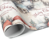 Aquarelltöne in Weihnachtsmannmützen Gotische Weih Geschenkpapier (Rolleneckpunkt)