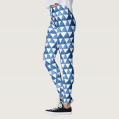 Aquarelltöne mit blauem Dreiecksmuster Leggings (Links)