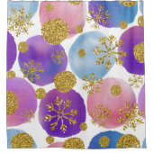 Aquarelltöne mit goldenen Glitzer und Schneeflocke Duschvorhang (Vorderseite)