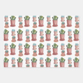 Aquarelltöne Pflanze Sukkulturen und Kakteen-Gesch Geschenkpapier Set (Vorderseite 3)