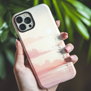 Aquarelltöne Rosa Himmel mit Namen Case-Mate iPhone Hülle