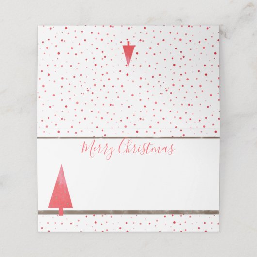 Aquarelltöne und einfache 🎄 Weihnachtsbaum Platzkarte (Außenseite Aufgefaltet)