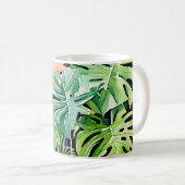 Aquarelltöne und Monstera-Blätter Kaffeetasse (VorderseiteRechts)