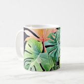 Aquarelltöne und Monstera-Blätter Kaffeetasse (Vorderseite Links)