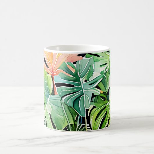 Aquarelltöne und Monstera-Blätter Kaffeetasse (Mittel)