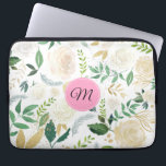 Aquarelltöne Weiß und Beige Rose Muster Laptopschutzhülle<br><div class="desc">Elegante,  moderne Aquarellfarben in Weiß und Beige Rose,  nahtlos.</div>
