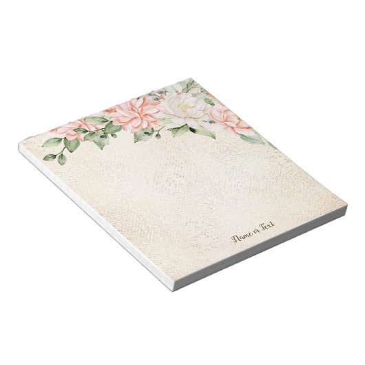 Aquarelltöne Weiße Blume Elegant Notizblock (angewinkelt)