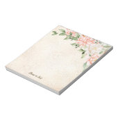 Aquarelltöne Weiße Blume Elegant Notizblock (Rotiert)