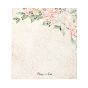 Aquarelltöne Weiße Blume Elegant Notizblock