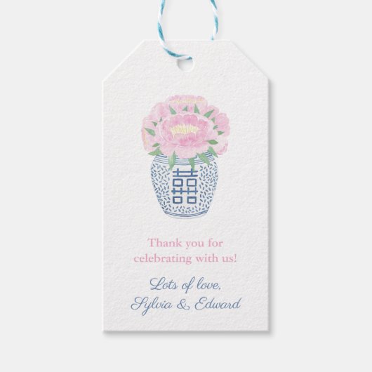 Aquarelltonnen im Ginger Jar-Brautparty Geschenkanhänger (Vorderseite)