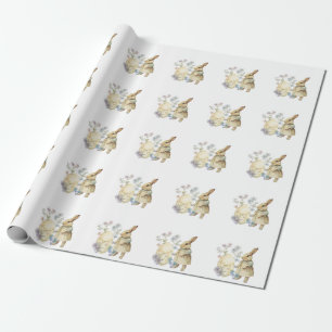 Aquarelltonretro Osterei und sonnige Schürze Geschenkpapier