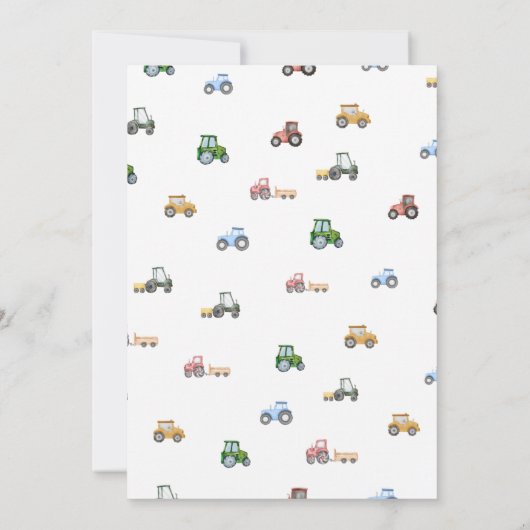 Aquarelltraktor 1. Geburtstag Einladung (Rückseite)