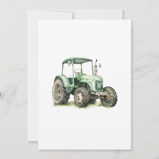 Aquarelltraktor 1. Geburtstag Party Einladung (Rückseite)