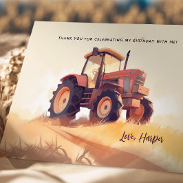 Aquarelltraktor Kinder zum Geburtstag Vielen Dank Dankeskarte