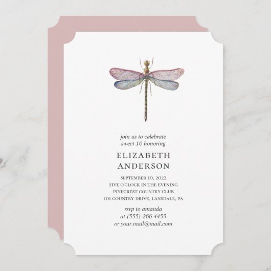 Aquarelltrebchen Sweet 16. 16. Geburtstag von Lila Einladung (Vorne/Hinten)