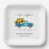 Aquarelltruck mit Sonnenblumen Babydusche Pappteller (Vorderseite)