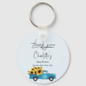 Aquarelltruck mit Sonnenblumen Babydusche Schlüsselanhänger (Vorderseite)