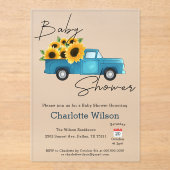 Aquarelltruck mit Sonnenblumendusche Acryleinladungen (Vorderseite)