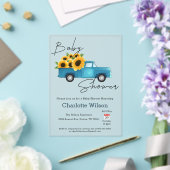 Aquarelltruck mit Sonnenblumendusche Acryleinladungen (In Situ (Hochzeit))