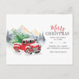 Aquarelltruck und Bäume Frohe Weihnachten