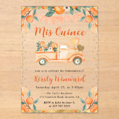 Aquarelltruck und Blume Quinceanera Acryleinladungen (Vorderseite)