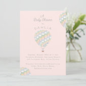 Aquarelltuch Heißluftballon Babydusche Einladung (Stehend Vorderseite)