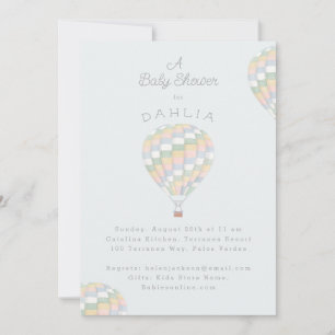 Aquarelltuch Heißluftballon Babydusche Einladung