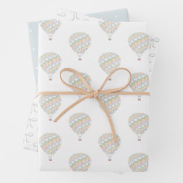 Aquarelltuch Heißluftballon Babydusche Geschenkpapier Set