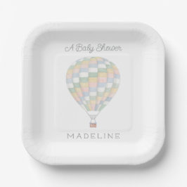 Aquarelltuch Heißluftballon Babydusche Pappteller
