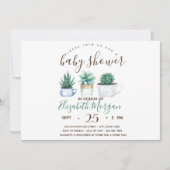 Aquarelltuch Kaktus Dots Babydusche Einladung (Vorderseite)