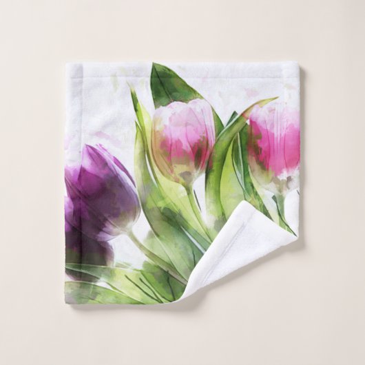 Aquarelltücher und Blätter Badhandtuch Set (Waschlappen)