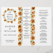 Aquarelltulips dreifaches Hochzeitsprogramm (Vorderseite)