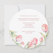 Aquarelltulips Erste Kommune Runde Einladung (Rückseite)