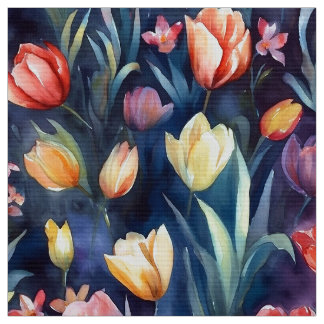 Aquarelltulpen (Abstrakt) Stoff