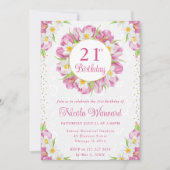 Aquarelltulpen und Affodien Geburtstag Einladung (Vorderseite)