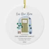 Aquarelltür Erste Weihnachtsfeier Neue Zuhause Keramik Ornament (Vorne)