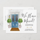 Aquarelltür Wir haben eine neue Adresse verschoben Postkarte (Vorne/Hinten)