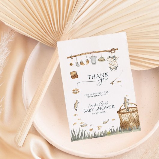 Aquarellturm Spaß Angeln Kinderdusche Dankeskarte